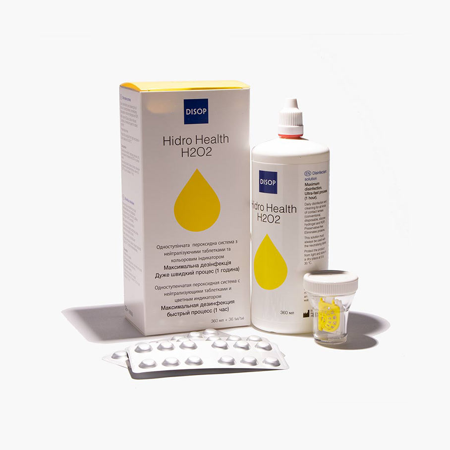 Розчин для контактних лінз DISOP Hidro Health H2O2 (+36 таб) 360 мл-Фото-0 https://opticaluxor.ua